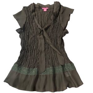Y2K sunny leigh womens brown‎ short sleeve 1x top